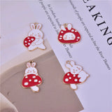 10pcs Mushroom Rabbit Enamel Charms for Jewelry Making