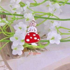 10pcs Mushroom Rabbit Enamel Charms for Jewelry Making