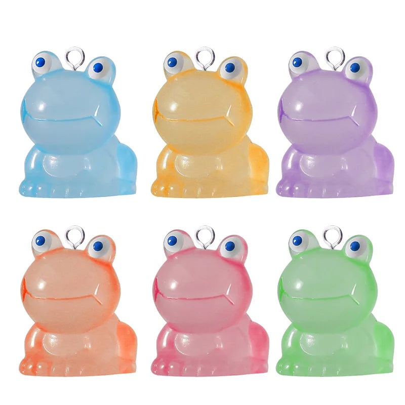 10pcs Noctilucent Animals Frog Charms for Jewelry Making