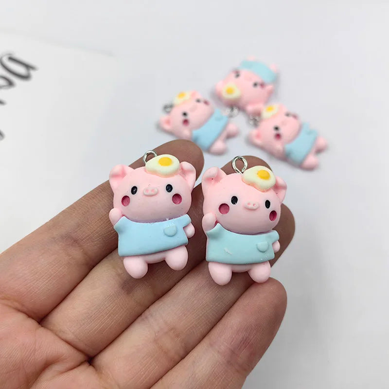 10pcs Pig Egg Charms Resin Pendant DIY Jewelry Making C1211
