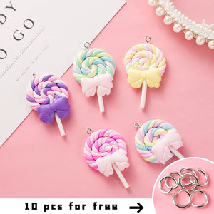 10pcs Lollipop Charms for Jewelry Making DIY Keychain Pendant