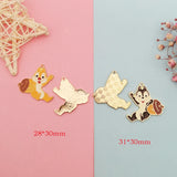 10pcs Squirrel Holding Nuts Enamel Charms Pendant Animals Golden Base
