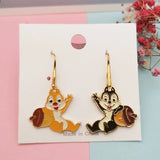 10pcs Squirrel Holding Nuts Enamel Charms Pendant Animals Golden Base