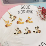 10pcs Squirrel Holding Nuts Enamel Charms Pendant Animals Golden Base