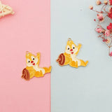 10pcs Squirrel Holding Nuts Enamel Charms Pendant Animals Golden Base