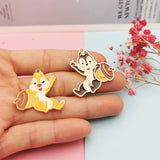 10pcs Squirrel Holding Nuts Enamel Charms Pendant Animals Golden Base