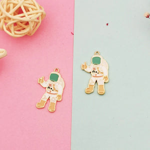 Enamel Astronaut Planet Charms Alloy Jewelry Pendants Earring Parts YZ747