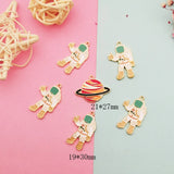 Enamel Astronaut Planet Charms Alloy Jewelry Pendants Earring Parts YZ747