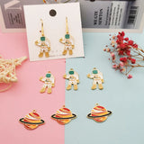 Enamel Astronaut Planet Charms Alloy Jewelry Pendants Earring Parts YZ747