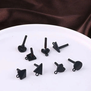 10pcs Earrings Settings Heart Round Star Base Stud Earrings Back DIY