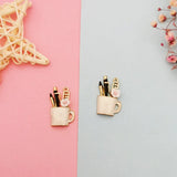 10pcs DIY Charms Enamel Makeup Cup Alloy Pendant for Jewelry Making