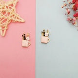 10pcs DIY Charms Enamel Makeup Cup Alloy Pendant for Jewelry Making
