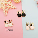 10pcs DIY Charms Enamel Makeup Cup Alloy Pendant for Jewelry Making