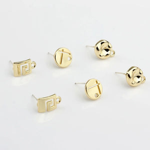 10pcs Irregular Earrings Connectors Stud Base for DIY Jewelry Making