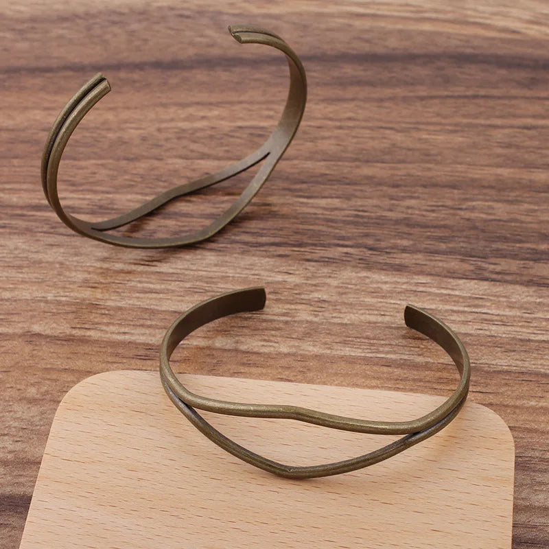 10pcs DIY Copper Bangle Bracelet Base Blanks Open Cuff Bracelet Settings