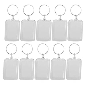 10pcs DIY Split Ring Key Chain Transparent Acrylic Insert Photo Frame Keyring