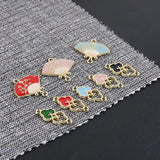 10pcs Chinese Wind Xiangyun Cloud Alloy Fan-shaped Earring Charms