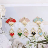 10pcs Chinese Wind Xiangyun Cloud Alloy Fan-shaped Earring Charms
