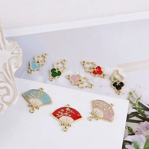 10pcs Chinese Wind Xiangyun Cloud Alloy Fan-shaped Earring Charms