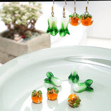 10pcs DIY Glass Bead Green Cabbage Straight Hole Earrings Pendant