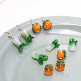 10pcs DIY Glass Bead Green Cabbage Straight Hole Earrings Pendant
