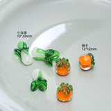 10pcs DIY Glass Bead Green Cabbage Straight Hole Earrings Pendant