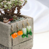 10pcs DIY Glass Bead Green Cabbage Straight Hole Earrings Pendant