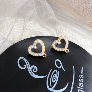 10pcs Heart Shape Earrings Base Pearl Crystal Stud Connectors for Jewelry Making