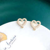 10pcs Heart Shape Earrings Base Pearl Crystal Stud Connectors for Jewelry Making