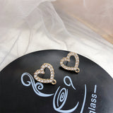 10pcs Heart Shape Earrings Base Pearl Crystal Stud Connectors for Jewelry Making