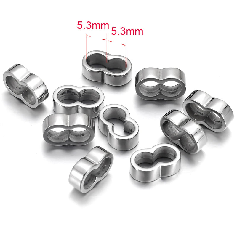10pcs Double Hole Beads for 3mm-6mm Round Leather Bracelet DIY Jewelry Making