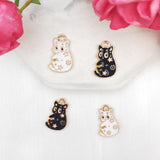 10pcs Cartoon Cat Drip Oil Alloy Charms for DIY Jewelry Making