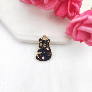 10pcs Cartoon Cat Drip Oil Alloy Charms for DIY Jewelry Making