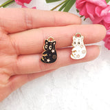 10pcs Cartoon Cat Drip Oil Alloy Charms for DIY Jewelry Making
