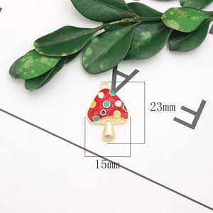 10pcs Mushroom Drip Oil Alloy Charms for DIY Earring Bracelet Keychain