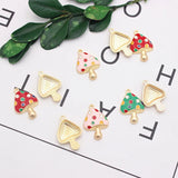 10pcs Mushroom Drip Oil Alloy Charms for DIY Earring Bracelet Keychain