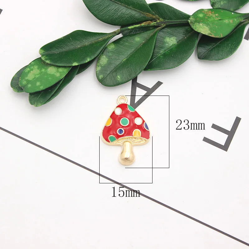 10pcs Mushroom Drip Oil Alloy Charms for DIY Earring Bracelet Keychain