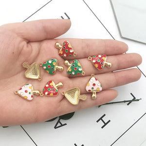 10pcs Mushroom Drip Oil Alloy Charms for DIY Earring Bracelet Keychain