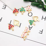 10pcs Mushroom Drip Oil Alloy Charms for DIY Earring Bracelet Keychain