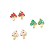10pcs Mushroom Drip Oil Alloy Charms for DIY Earring Bracelet Keychain