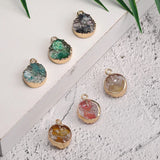 10pcs Druzy Resin Charms Jewelry Making Copper Edging DIY Necklace