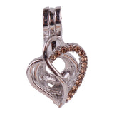10pcs Sparkling Rhinestone Pearl Cage Locket Pendant Charms