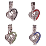 10pcs Sparkling Rhinestone Pearl Cage Locket Pendant Charms