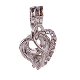 10pcs Sparkling Rhinestone Pearl Cage Locket Pendant Charms