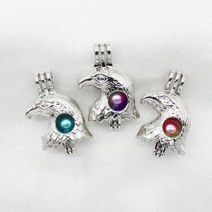10pcs Eagle Head Pearl Cage Silver Plated Locket Pendants