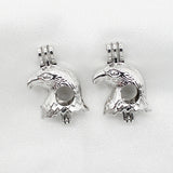 10pcs Eagle Head Pearl Cage Silver Plated Locket Pendants