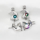 10pcs Eagle Head Pearl Cage Silver Plated Locket Pendants
