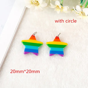 10pcs LGBT Rainbow Heart Star Earring Charms Resin DIY Accessories