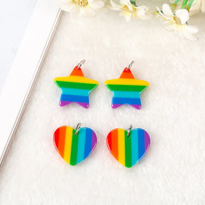 10pcs LGBT Rainbow Heart Star Earring Charms Resin DIY Accessories