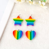 10pcs LGBT Rainbow Heart Star Earring Charms Resin DIY Accessories